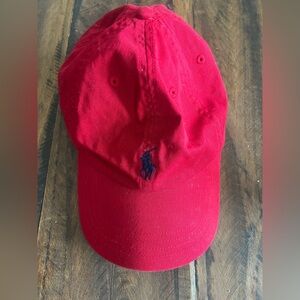 Ralph Lauren Polo Adjustable Red Ball Hat One Size Navy Blue Pony
